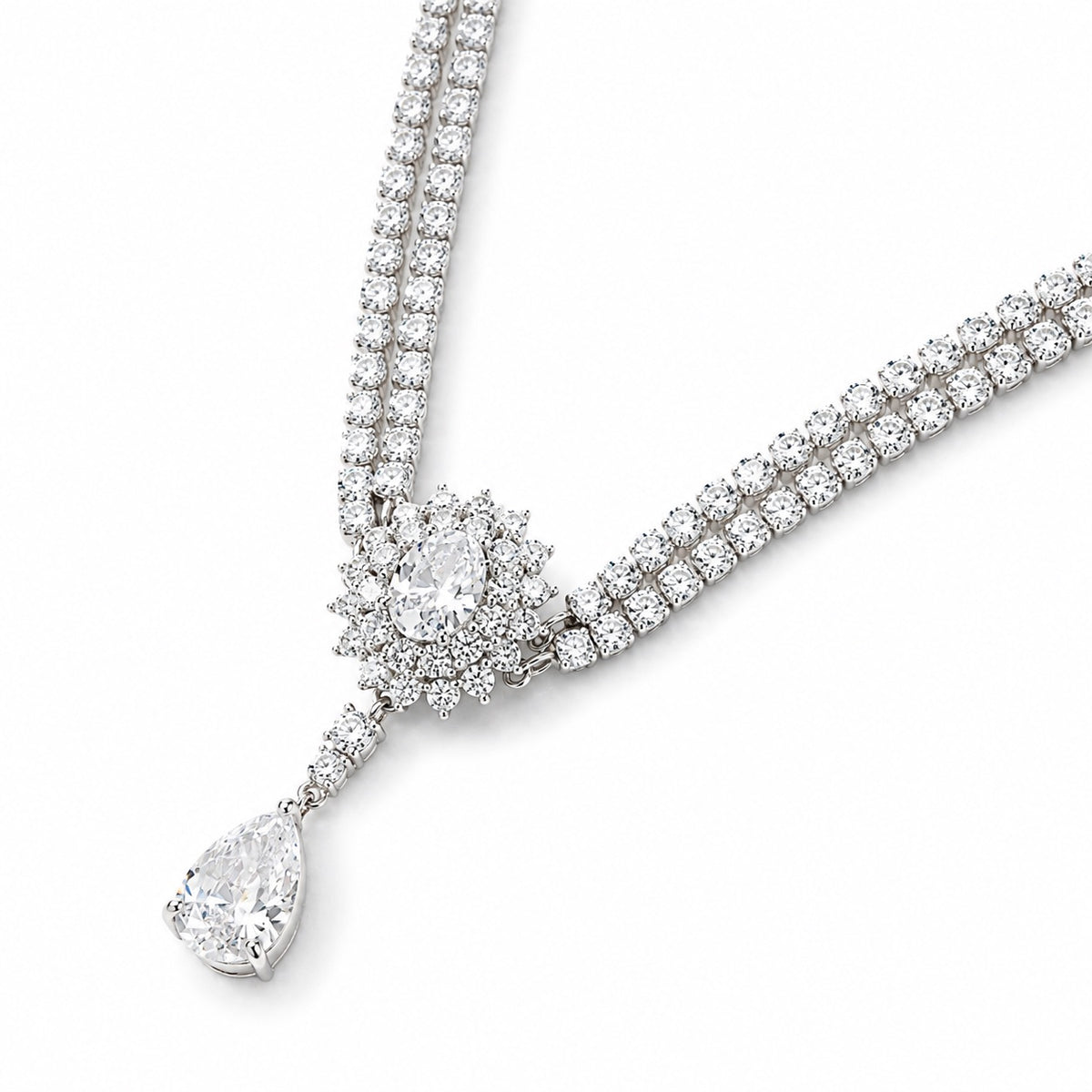 Signature Double Halo & Double-Strand Necklace