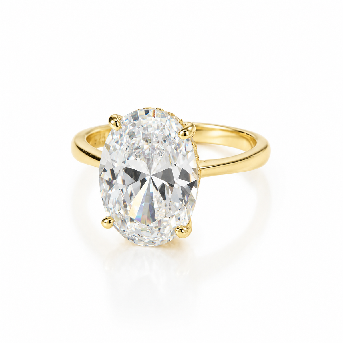 Brilliant Oval Cut Hidden Halo Ring